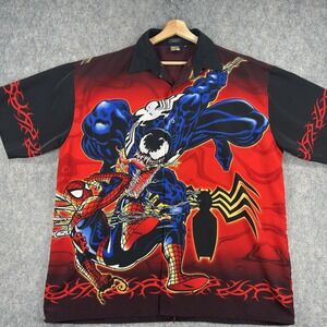 Vintage Marvel Comics Shirt Mens XL Venom Spider-Man Graphic Button Front 2001